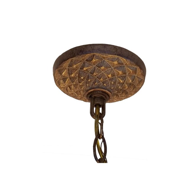 Vintage Pineapple Chandelier With Fabric Shade For Sale - Image 4 of 7
