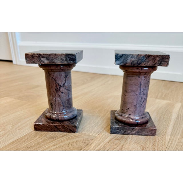 Grand Tour 1950s Rare Italian Breccia Pernice Marble Column Bookends - Pair For Sale - Image 3 of 8