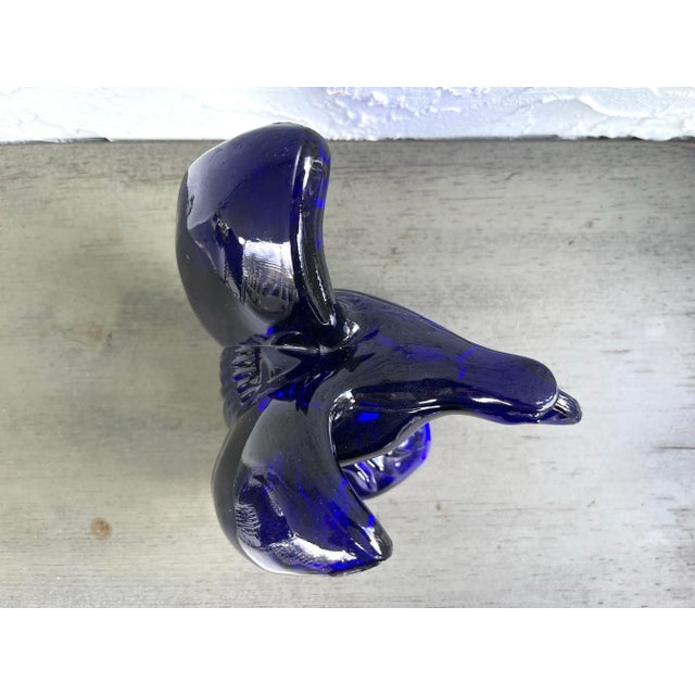 Glass 1980s Mosser Cobalt Blue Art Glass Bald Eagle Figurine/Paperweight For Sale - Image 7 of 8
