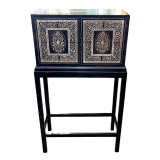 19th Century Italian Ebonized Cabinet With Inlaid Fitted Interior For Sale