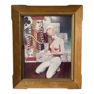 1970s Surrealist Figural Collage Photograph in Gilt Wood Frame, Postmodern Nude For Sale