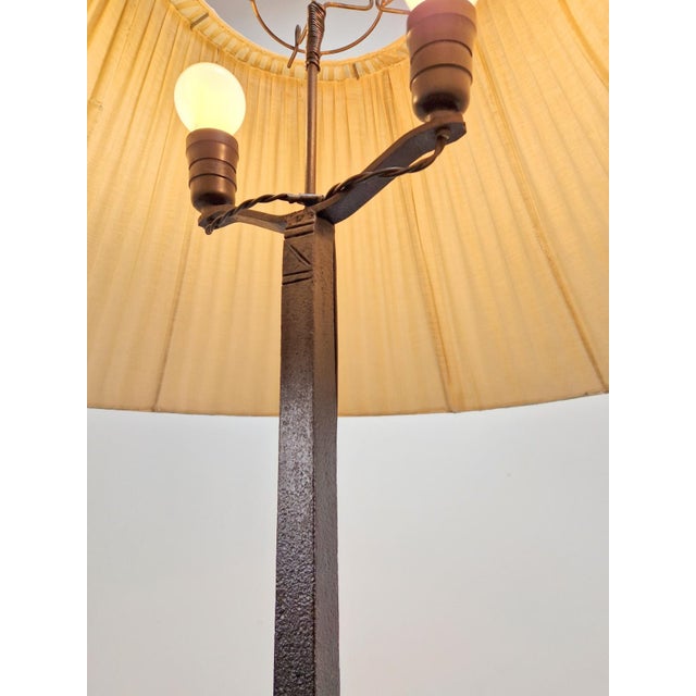 Vintage Wrought Iron Floor Lamp with a Brutalist Tripod Base, 1950s For Sale - Image 7 of 8