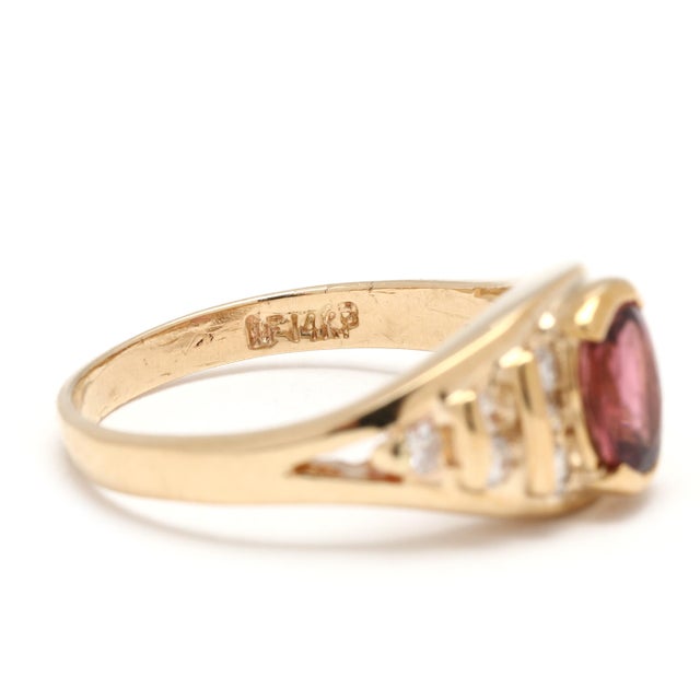 1ctw Pink Tourmaline & Diamond Ring, 14k Yellow Gold, Ring Size 5.75 For Sale In Greensboro - Image 6 of 6