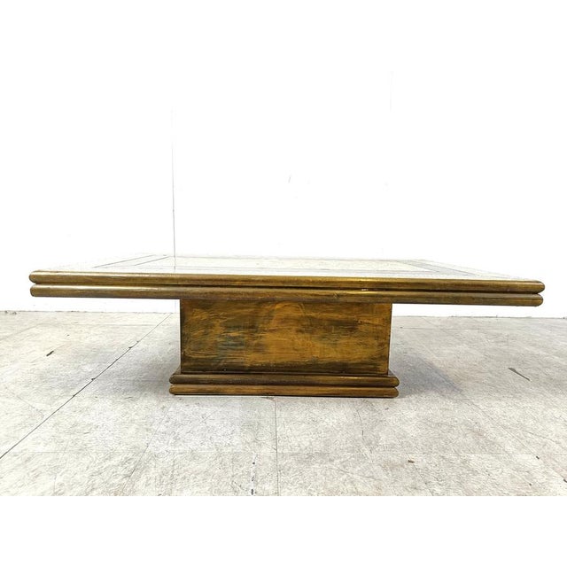 Vintage Brass Coffee Table attributed to Rodolfo Dubarry, 1970s For Sale - Image 4 of 12