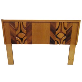1960s Mid Century Modern Tiki Sculptural Queen Headboard For Sale