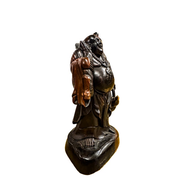 Early 20th Century Laughing Buddha Carved Rosewood Sculpture For Sale - Image 4 of 16
