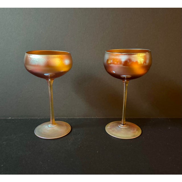 Beautiful condition. Each marked “1166 LCT Favrile”. Rare as these are highly fragile. No chips. 3” dia, 6.25”h, 4 oz.