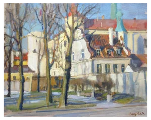 Valery Bayda, Town, The Embankment, 2017, Oil on Canvas