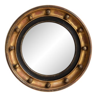 Antique Regency Gilt Convex Wall Mirror, Early 19Th Century For Sale