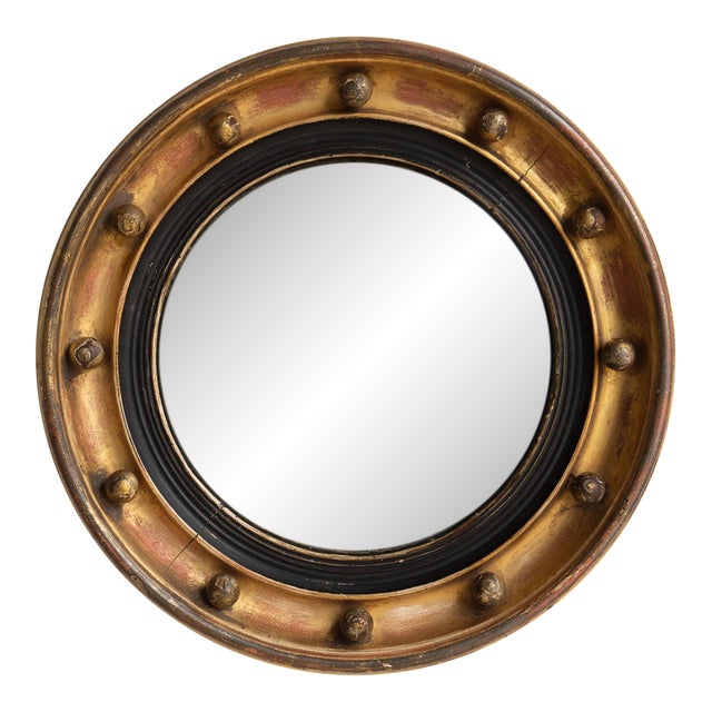 Antique Regency Gilt Convex Wall Mirror, Early 19Th Century For Sale
