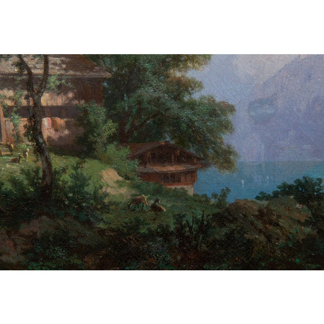 19th Century Swiss Antique Oil Painting of Mountains by Francois Niederhausern For Sale - Image 13 of 18