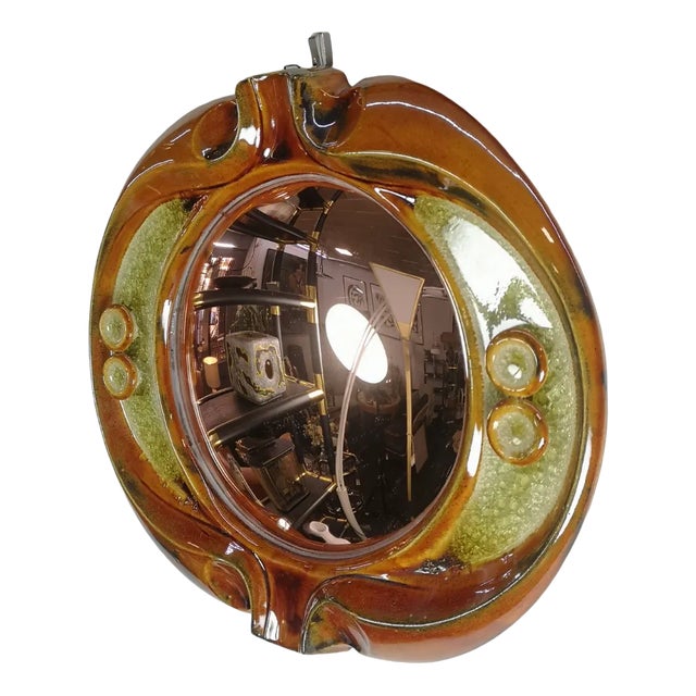 Mid-Century Modern Ceramic Wall Mirror by Gyula Vegvari, 1970s For Sale