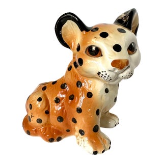 Vintage Shafford Porcelain Leopard Cub Planter For Sale