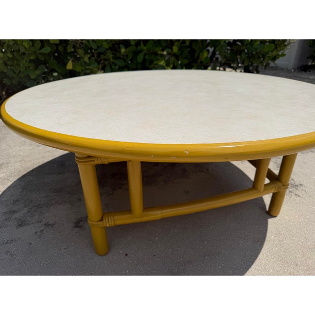 Vintage 42” Round Bamboo Coffee Table in the Style of Ficks Reed For Sale - Image 12 of 12