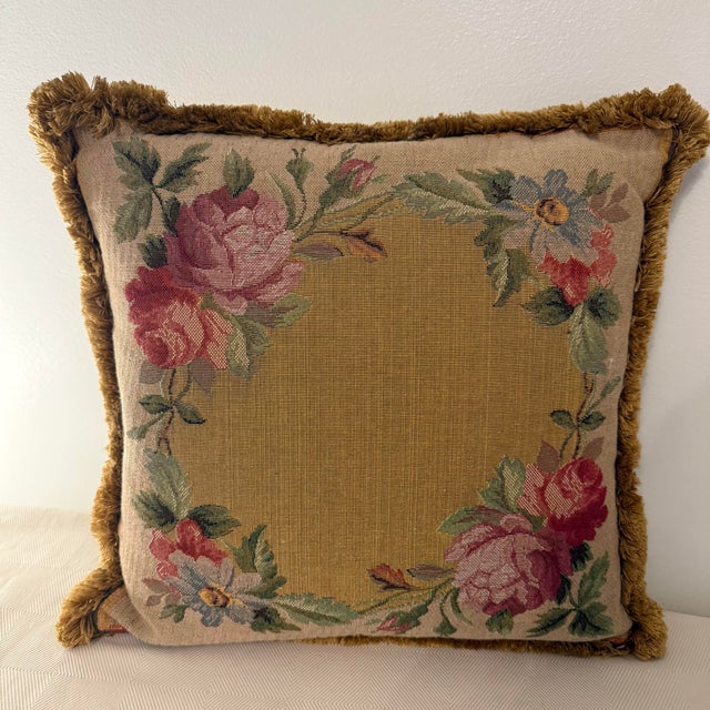 French Floral Tapestry Pillow Iosis for Yves DeLorme For Sale - Image 9 of 9