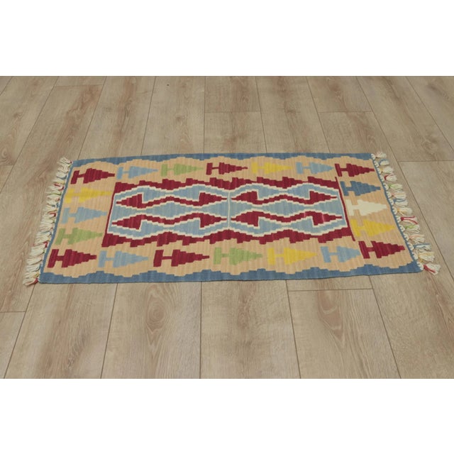1970s Scandinavian Blue Kilim Rug For Sale In Sacramento - Image 6 of 13