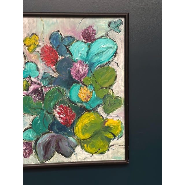 H. L., Flowers, 1950s, Oil on Canvas, Framed For Sale - Image 13 of 18