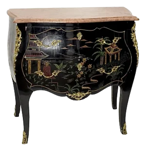 Louis XV Style Chinoiserie Bronze Mounted Marble Top Commode