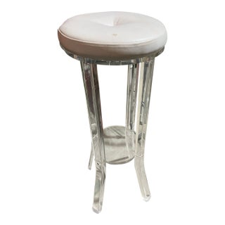 Vintage Lucite Tall Stool With White Cushion For Sale