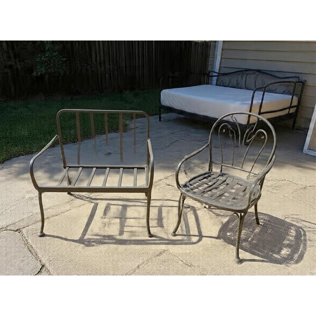 Russell Woodard Vintage Mid-Century Modern Daisy Chain, Wrought Iron Porch Glider Set For Sale - Image 4 of 4