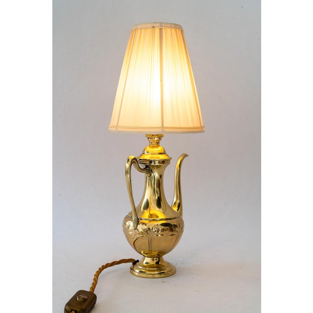 Art Deco Teacan Table Lamp with Fabric Shade, Vienna, Austria, 1920s For Sale - Image 6 of 17