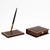 Vintage Brown Leather Desk Accessory Set - 4 Pieces For Sale - Image 4 of 13