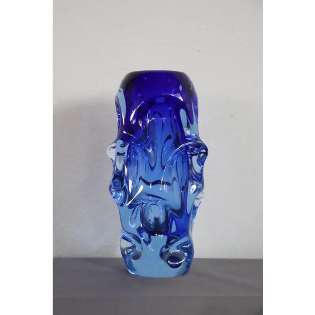 Art Glass Blue Vase in Blown Glass attributed to Börne Augustsson, 1940s For Sale - Image 7 of 13