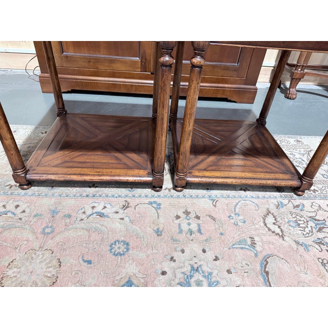 Early 21st Century Jonathan Charles Parquet Top Square End Tables - Set of 2 For Sale - Image 5 of 7