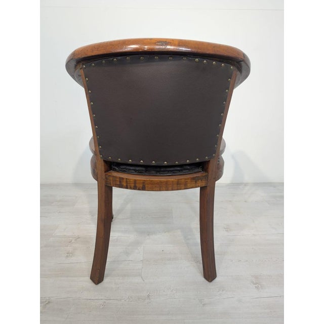 Interwar Wooden Office Chair in Natural Leather, 1890s For Sale - Image 10 of 15
