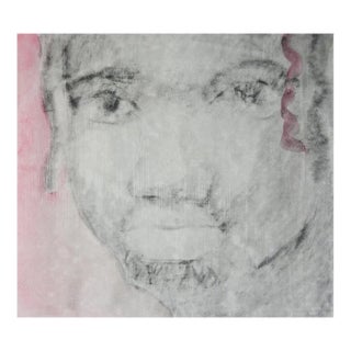 Late 20th Century Pink and Gray Portrait of Man Monoprint For Sale