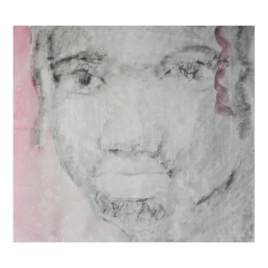 Late 20th Century Pink and Gray Portrait of Man Monoprint