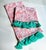 Pair Unused White Cotton, Coral Floral, Teal Tasseled Hand Towels For Sale - Image 4 of 17