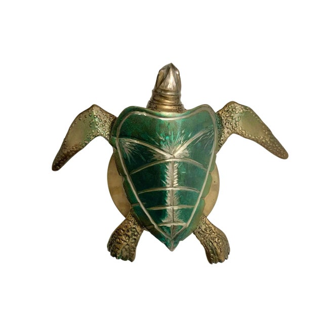 Brass Welded Stainless Steel Sea Turtle Sculpture, Original Coastal Art, 17"w For Sale - Image 8 of 9