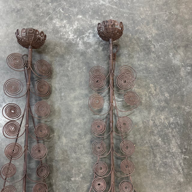 Oxblood Red Pair of Mid 20th Century Sculptural Wall Candlesticks For Sale - Image 8 of 12
