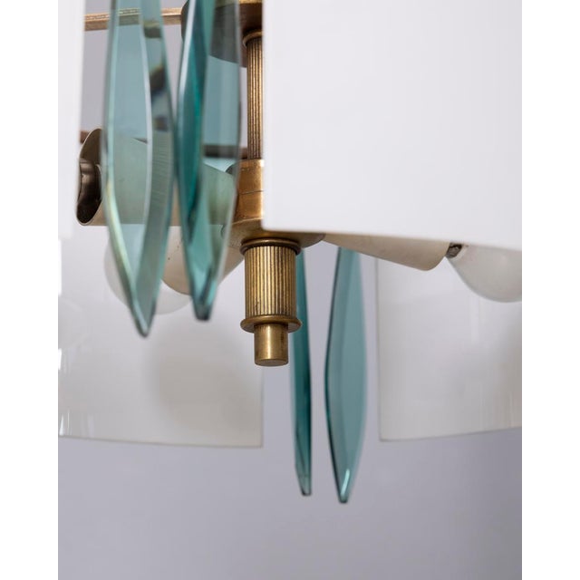 Vintage Blue Glass and Crystal Pendant Light, Italy, 1950s For Sale - Image 9 of 16