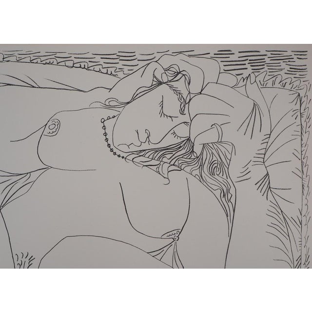 Pablo PICASSO (after). Sleeping nude. . Lithograph (Mourlot workshop) after an ink by the artist. Signed in the plate....