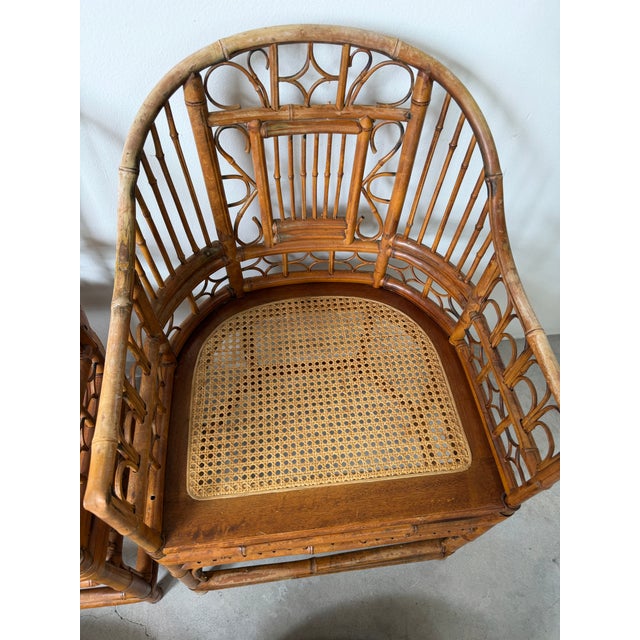Vintage Brighton Pavilion Style Bamboo Accent Dining Chairs With Cushions - A Pair For Sale - Image 14 of 18