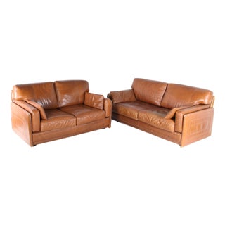 Vintage Leather Sofa from Roche Bobois, 1970s, Set of 2 For Sale