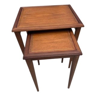 Vintage Mahogany Nesting Tables Gold Inlay Refinished Mid Century Lb Van Server For Sale