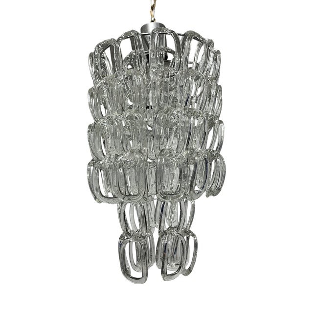 Mid-Century Murano Glass Chandelier attributed to Angelo Mangiarotti for Vistosi, 1960s For Sale