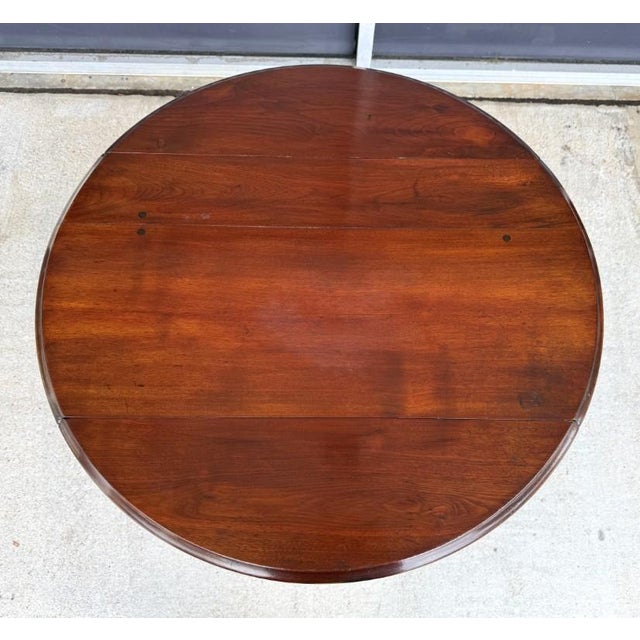 Antique Mahogany Drop Leaf Table With Pedestal Base For Sale - Image 13 of 14