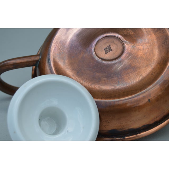 Copper Mid 20th Century Handmade Americana Copper Candleholder With Ceramic Top For Sale - Image 8 of 8