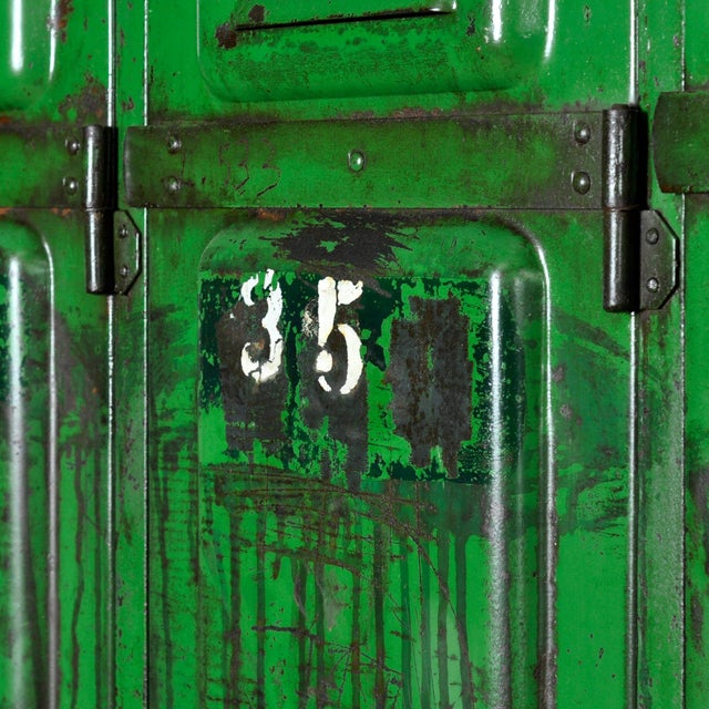 Vintage Industrial Green Locker, 1950s For Sale - Image 9 of 14
