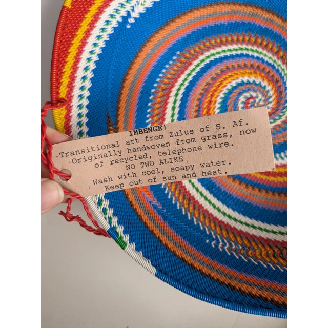 Trio of Vintage Colorful African Handwoven Baskets For Sale - Image 9 of 9