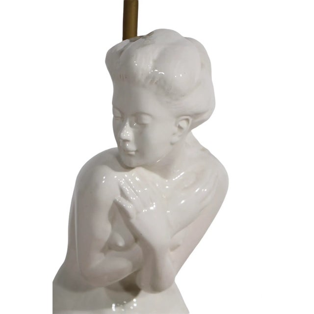 Mid 20th Century White Ceramic Nude Female Table Lamp Made in Usa Ca. 1950/1960's For Sale - Image 5 of 7