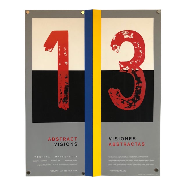 Perez Melero, Screen Print Poster Construction "Abstract Visions" Latin American Kinetic Art, 1986 For Sale