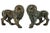 Elegant Mirror-Image Pair of Continental Bronze Lion Sculptures. Sculptures are finely cast with expressive facial...