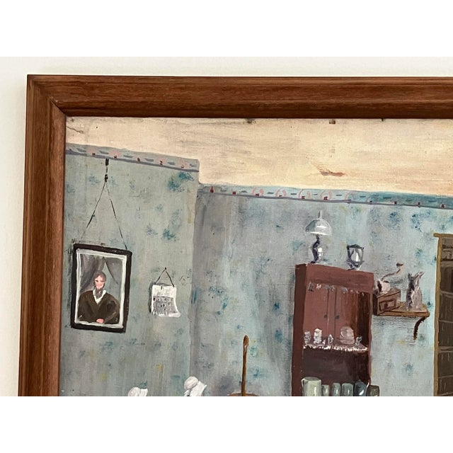 Outsider Art Primitive Amish Kitchen Scene by Mama Mary K. (C. 1950s–1970s) For Sale - Image 4 of 13