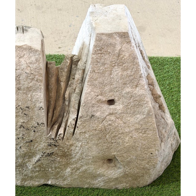 Monumental Marble Reclining Female Figure Sculpture, Manner of Henry Moore, 1970 For Sale - Image 4 of 15