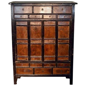 Antique Chinese Large Armoire With 14 Drawers and Storage From the 19th Century